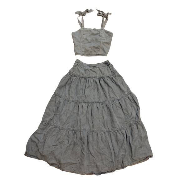 Xtraordinary Other - Xtraordinary 2 Piece Skirt Set Kids Small Blue NWOT Cami Tiered Maxi Chambray